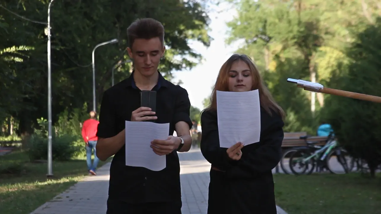 Кадр подготовки к съемкам